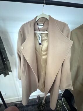 Seraphine Camel Trench Coat with Draped Collar
